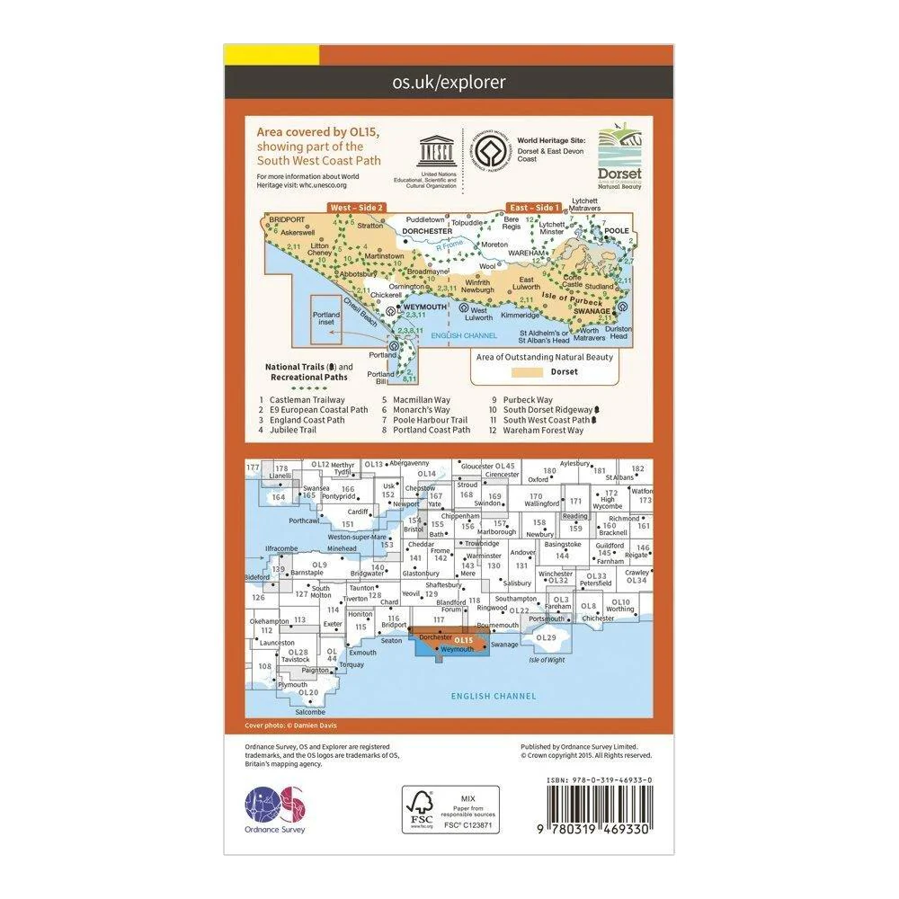 Explorer OL 15 Active D Purbeck & South Dorset Map - Image 2