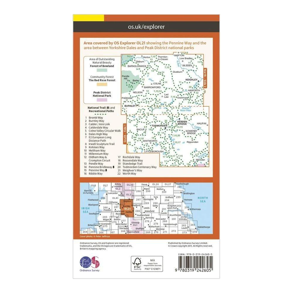 Explorer OL 21 South Pennines Map - Image 2