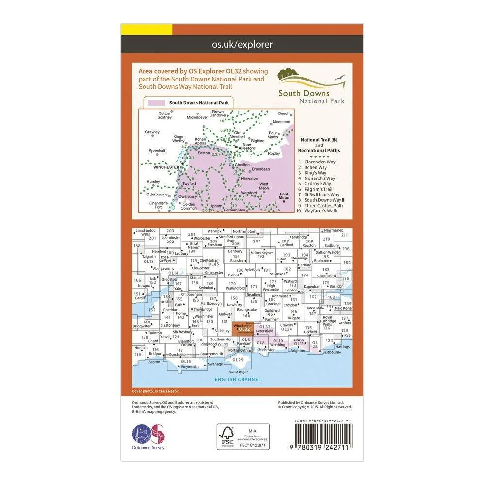 Explorer OL 32 Winchester New Alresford  East Meon Map - Image 2