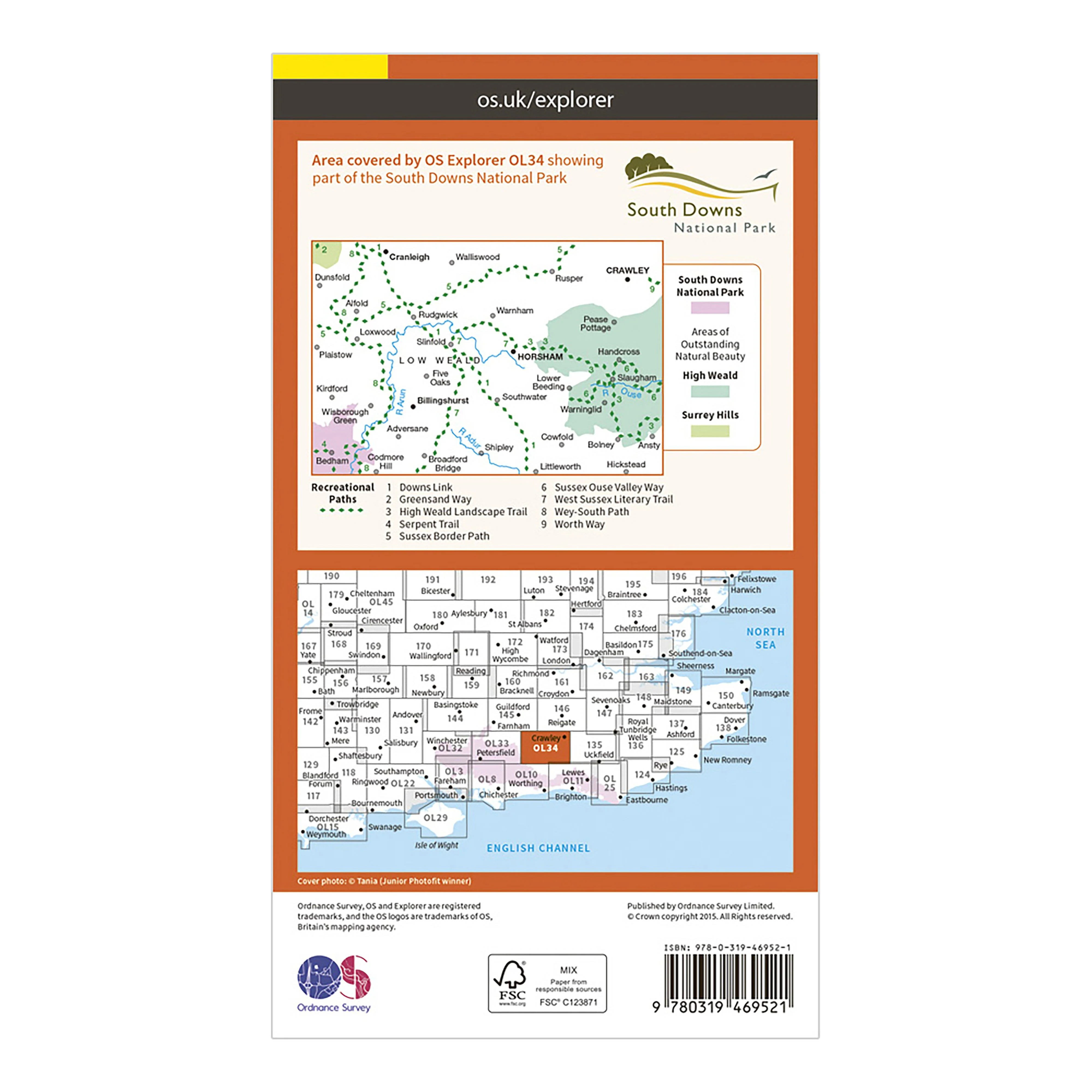 Explorer OL 34 Active D Crawley  Horsham Map - Image 2