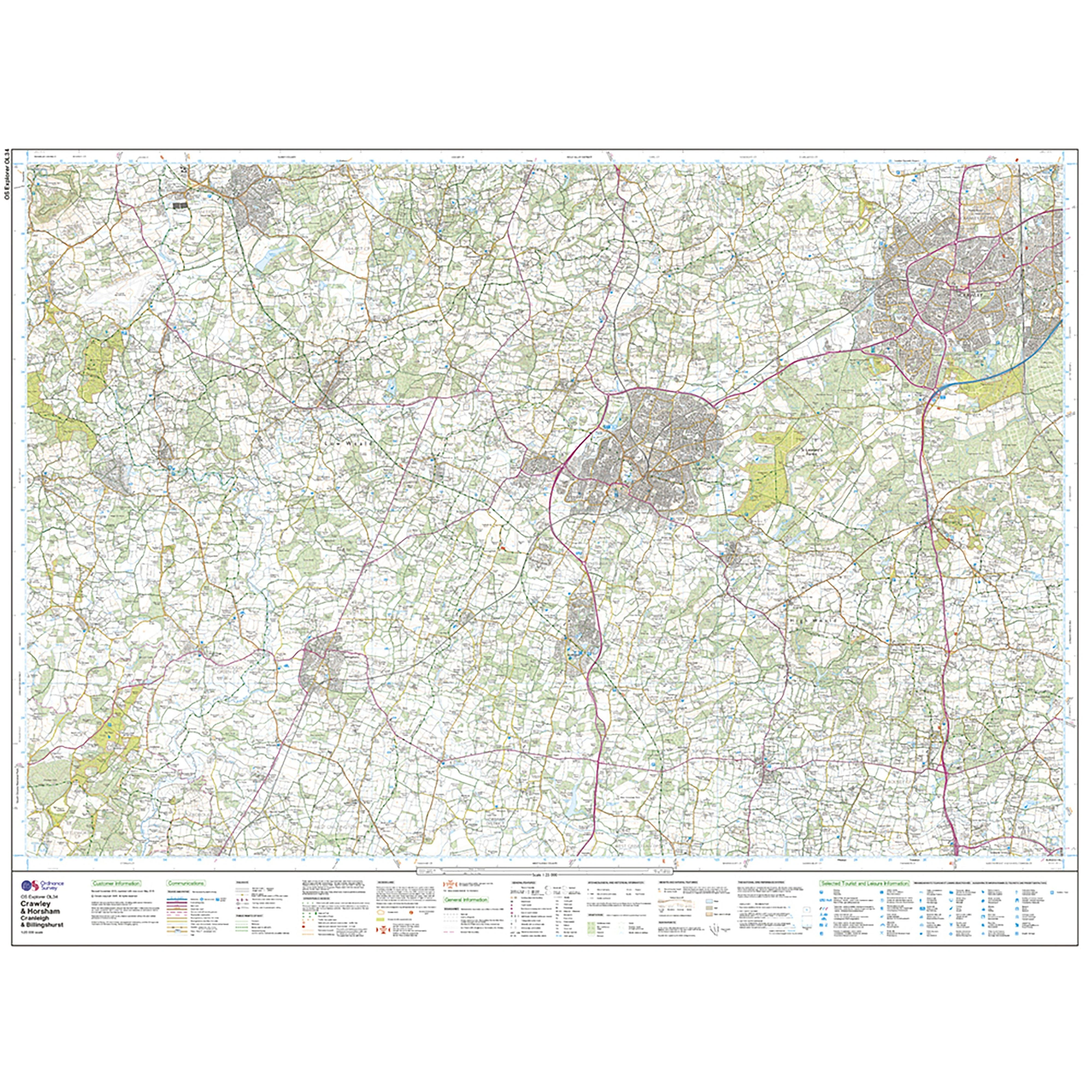 Explorer OL 34 Active D Crawley  Horsham Map - Image 3