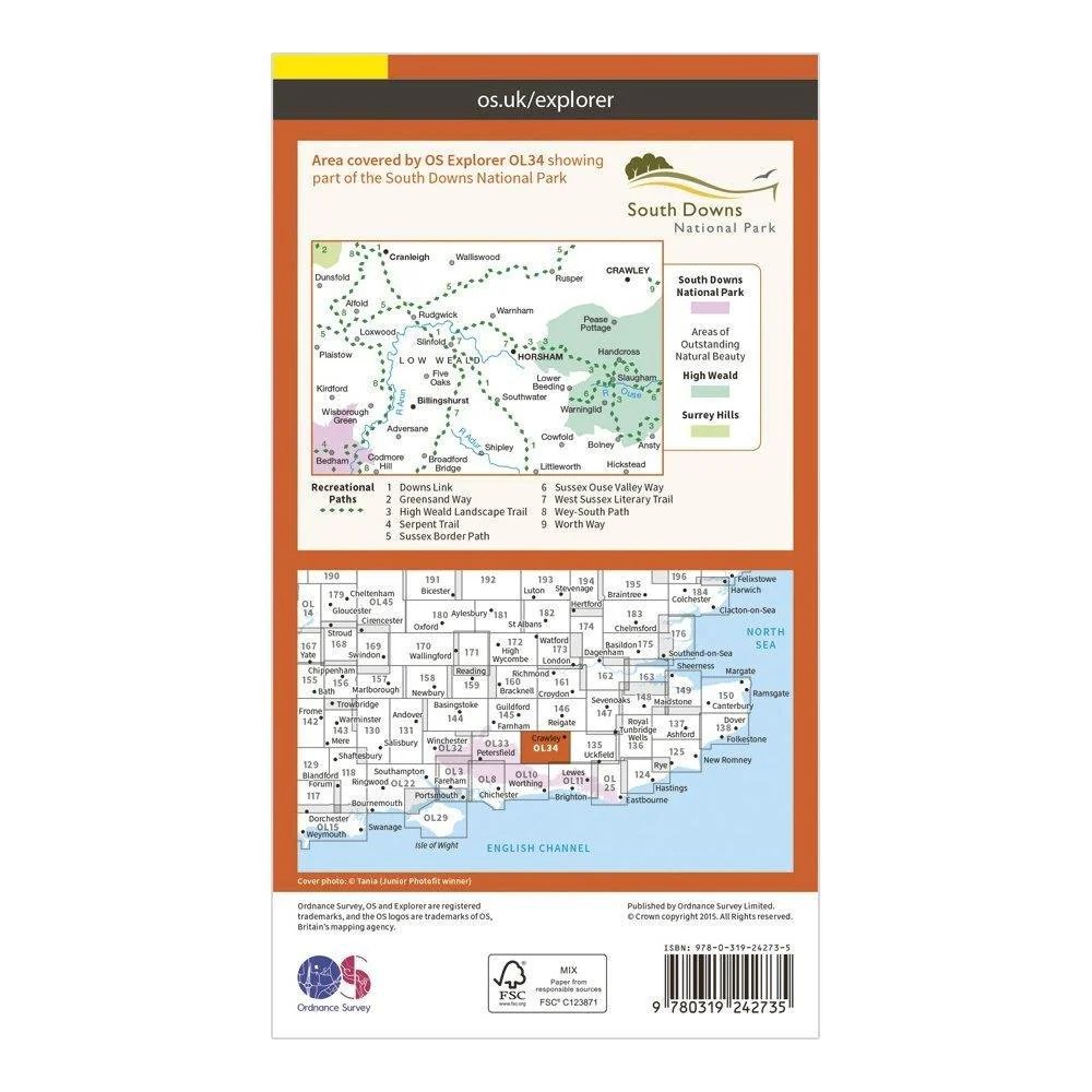 Explorer OL 34 Crawley & Horsham Map - Image 2