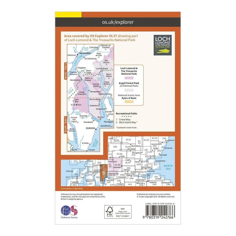 Explorer OL 37 Cowal East Dunoon & Inveraray Map - Image 2