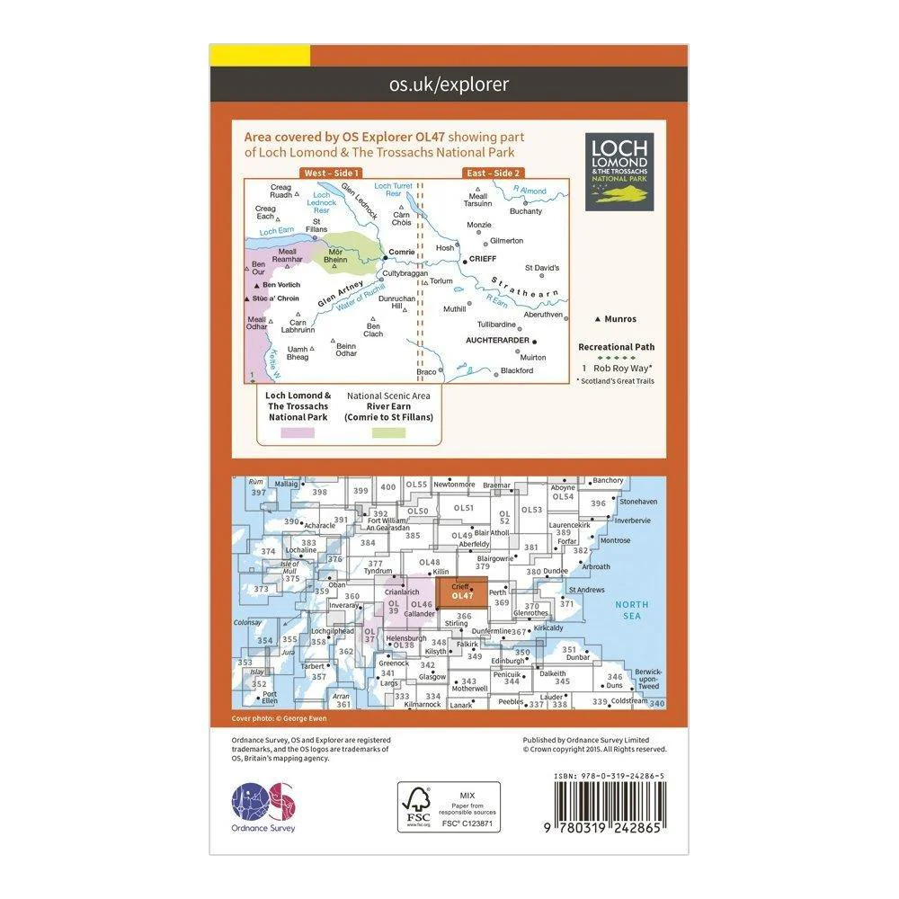 Explorer OL 47 Crieff Comrie  Glen Artney Map - Image 2
