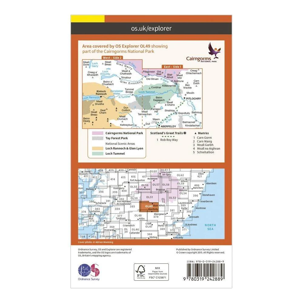 Explorer OL 49 Pitlochry  Loch Tummel Map - Image 2