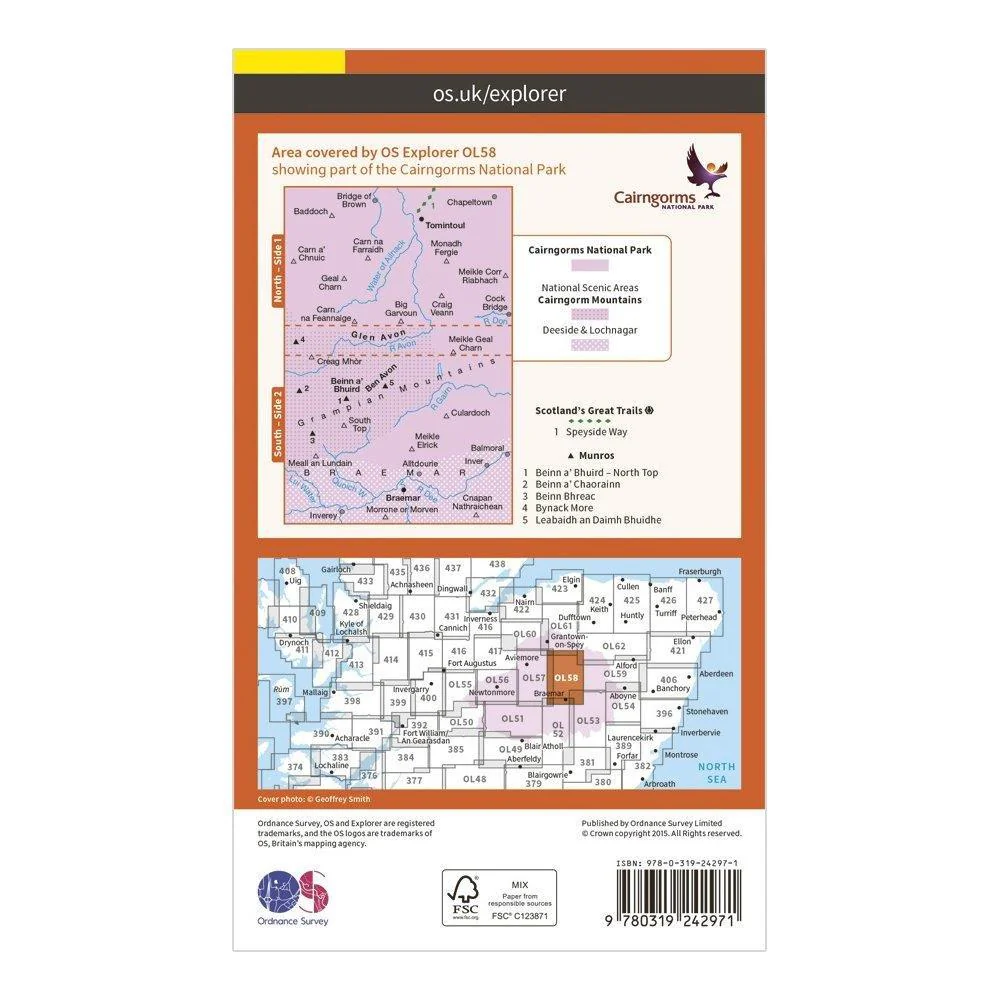 Explorer OL 58 Braemar Tomintoul  Glen Avon Map - Image 2