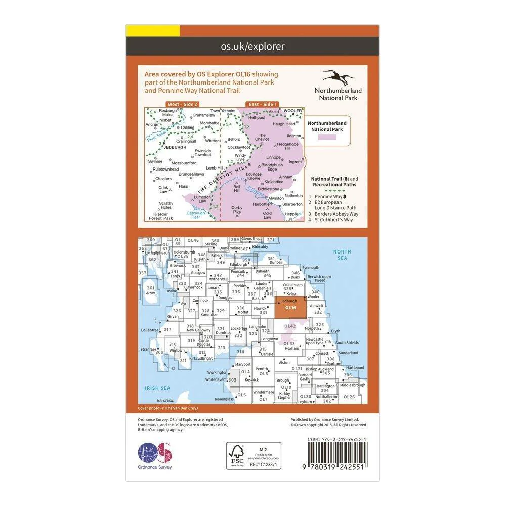 Explorer OL16 The Cheviot Hills Map - Image 2