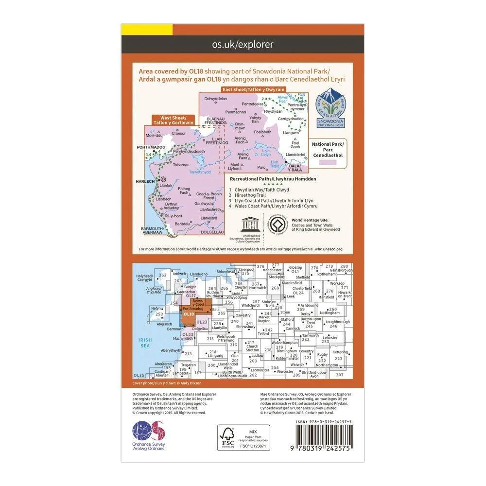 Explorer OL18 Harlech, Porthmadog & Bala Map With Digital Version - Image 2