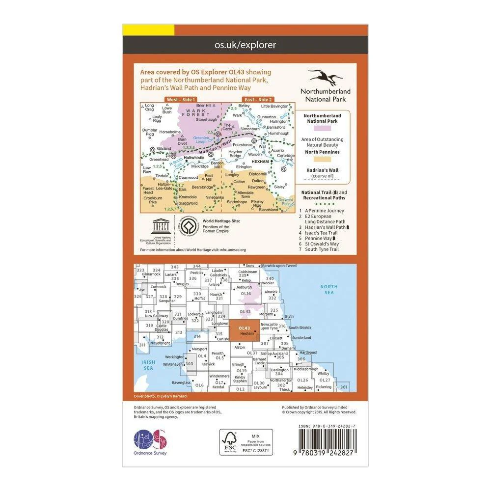Explorer OL43 Hadrian's Wall Map With Digital Version - Image 2