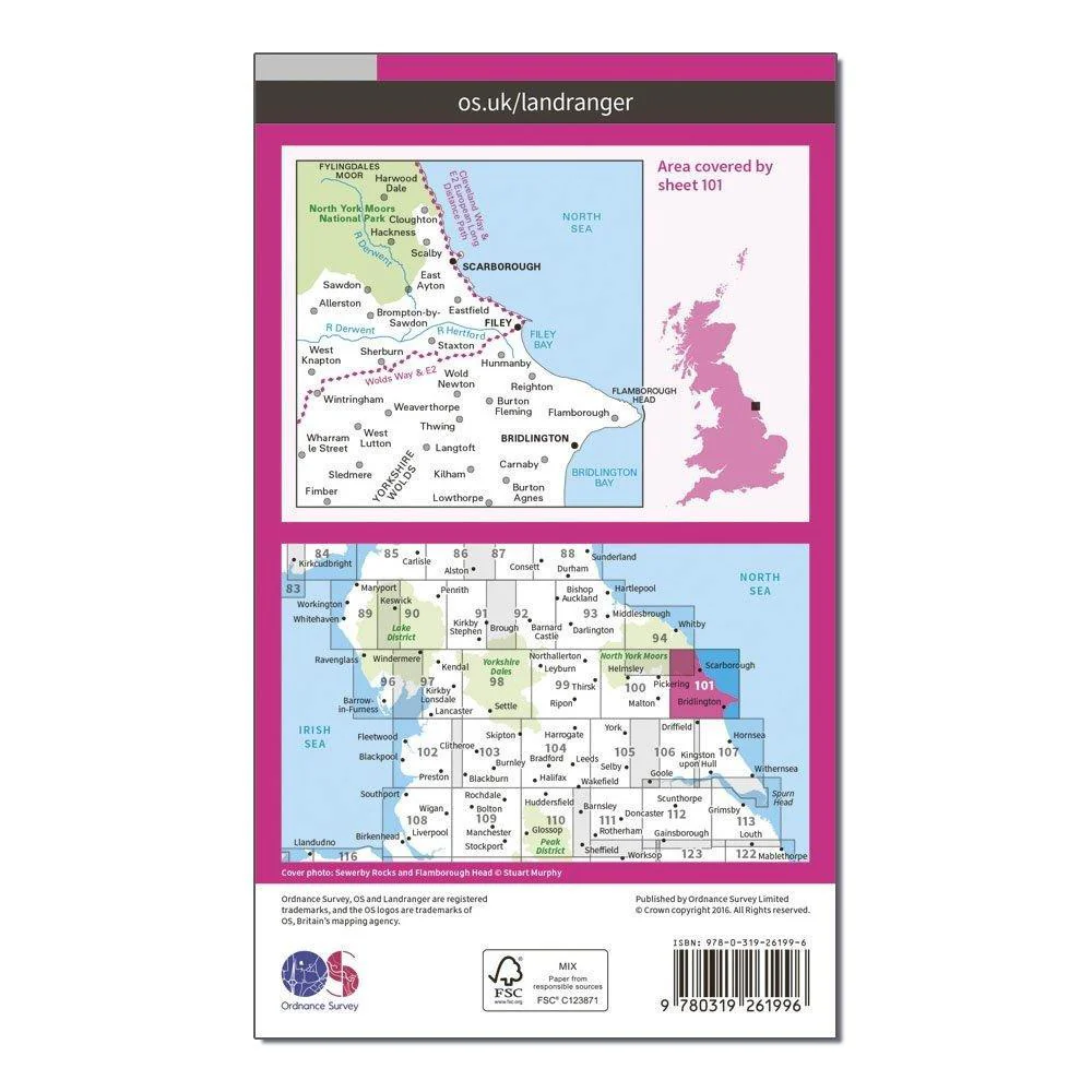 Landranger 101 Scarborough, Bridlington & Filey Map With Digital Version - Image 2
