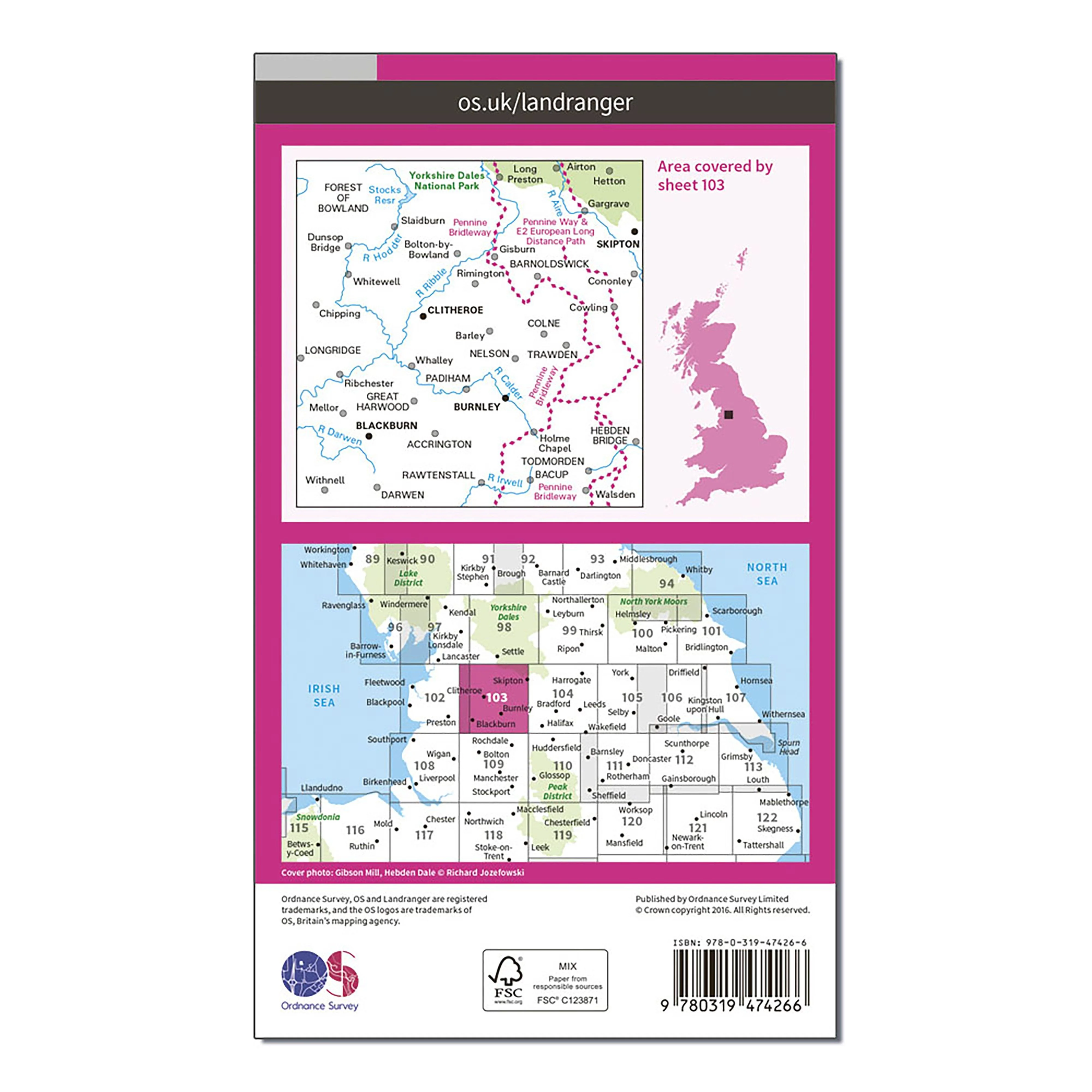 Landranger 103 Blackburn & Burnley, Clitheroe & Skipton Map - Image 2