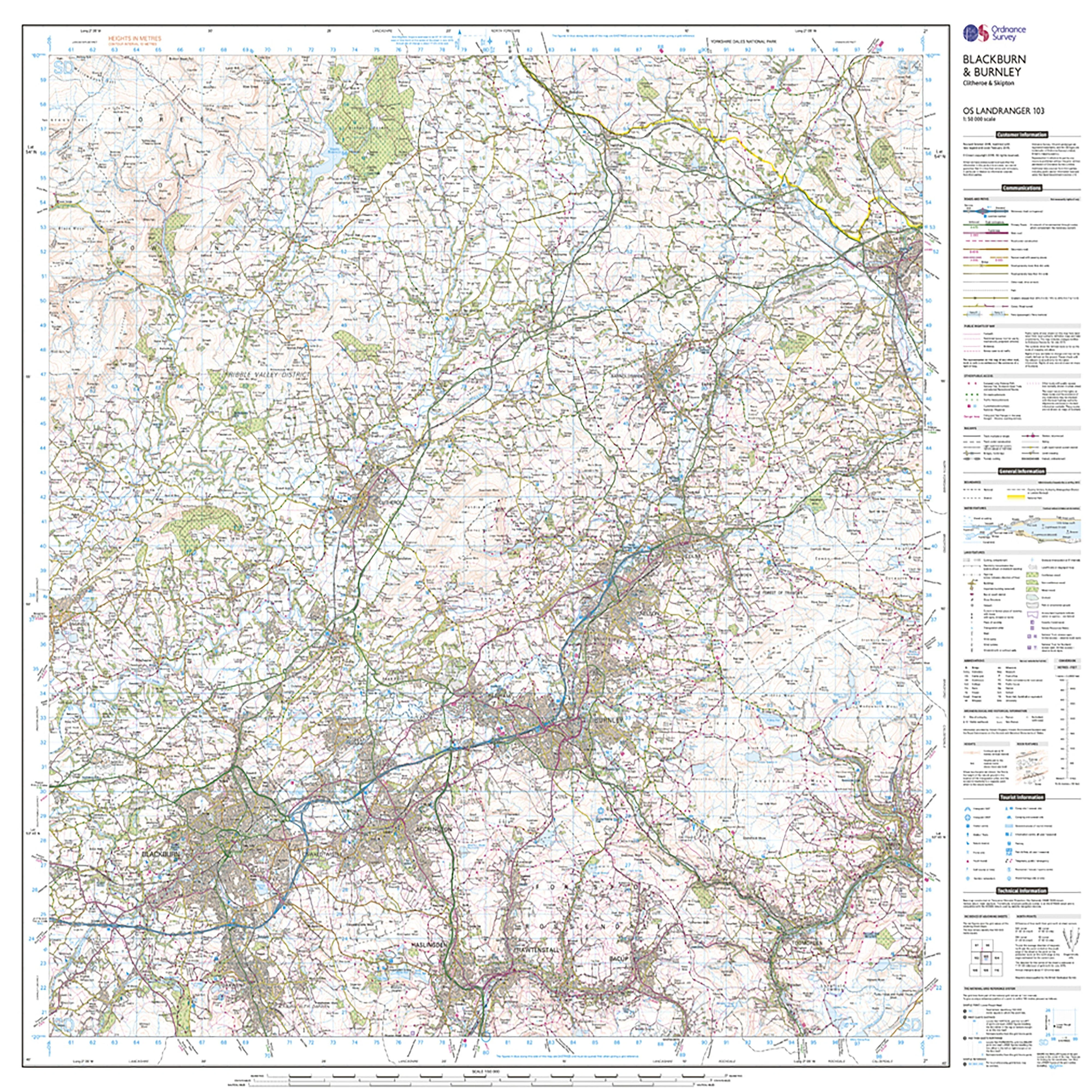 Landranger 103 Blackburn & Burnley, Clitheroe & Skipton Map - Image 3