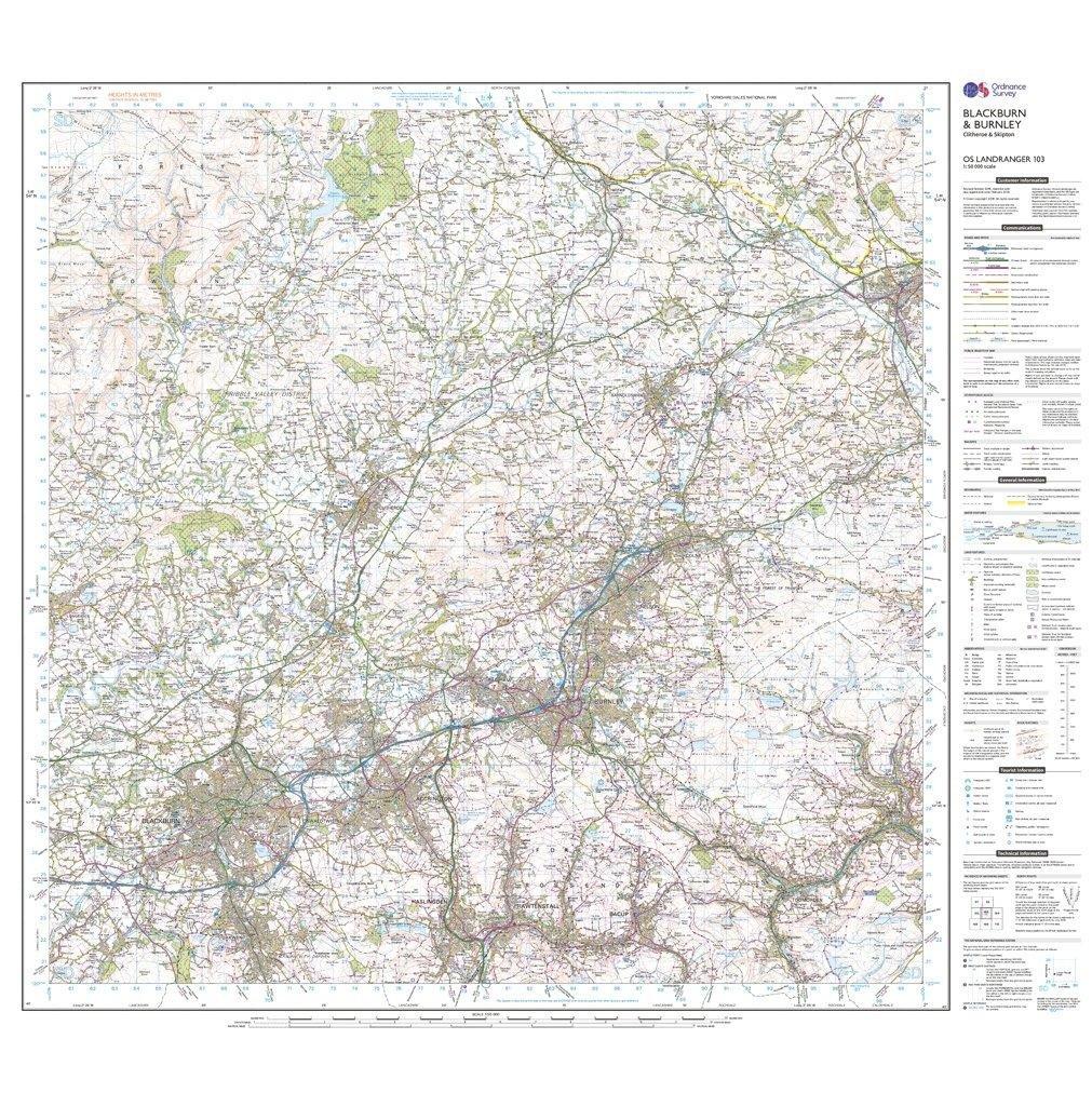 Landranger 103 Blackburn & Burnley, Clitheroe & Skipton Map With Digital Version - Image 3