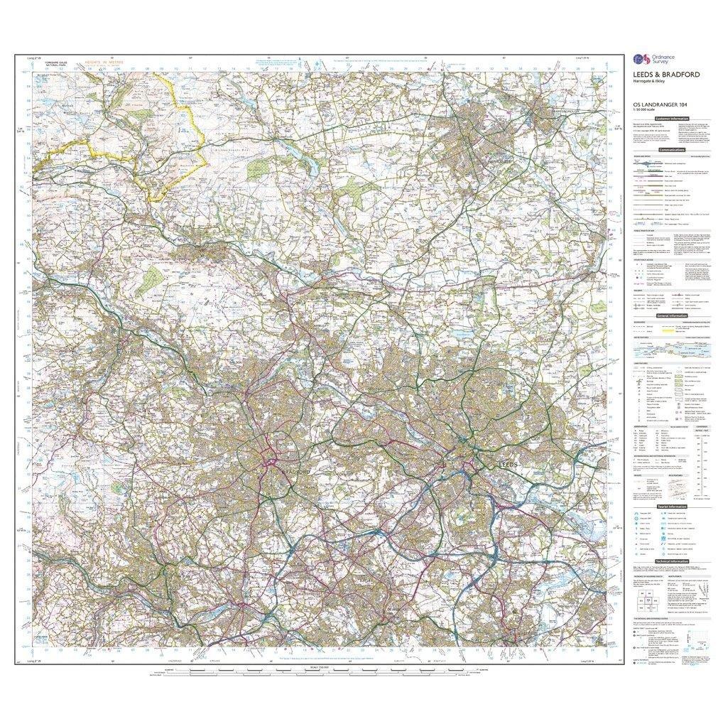 Landranger 104 Leeds & Bradford, Harrogate & Ilkley Map With Digital Version - Image 3
