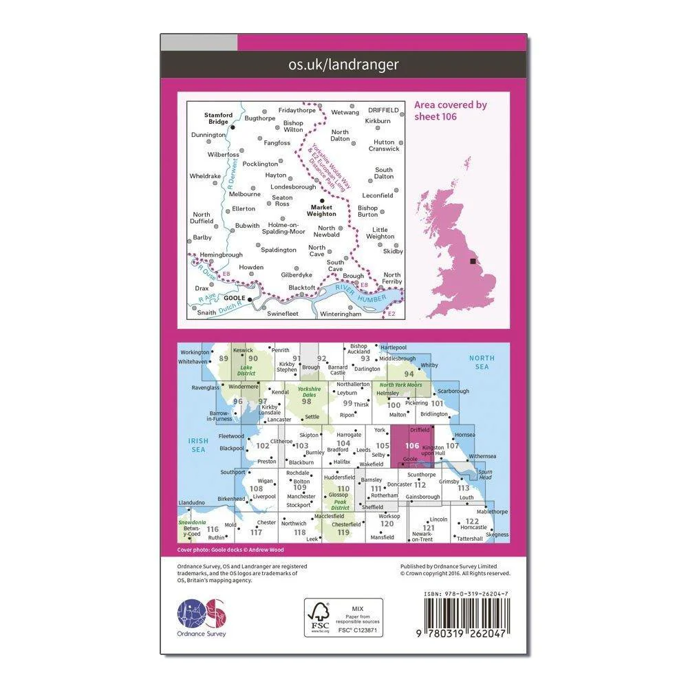 Landranger 106 Market Weighton, Goole & Stamford Bridge Map With Digital Version - Image 2