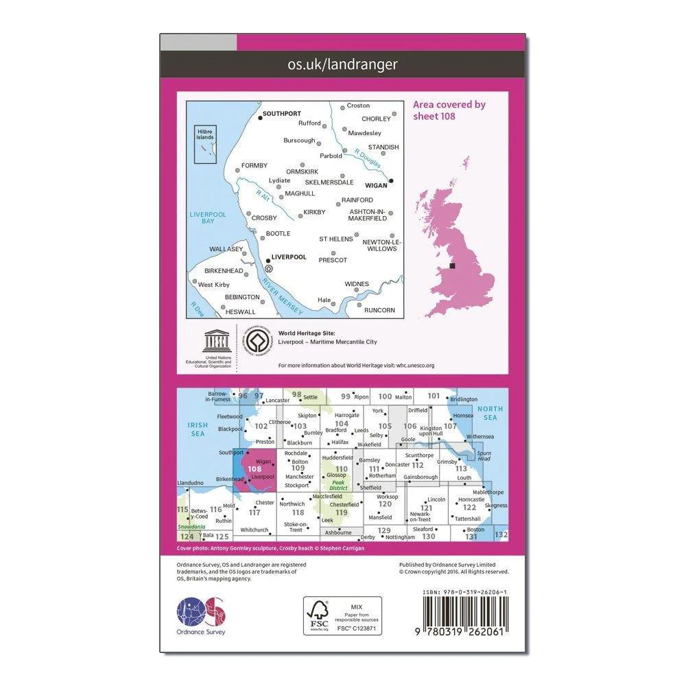 Landranger 108 Liverpool, Southport & Wigan Map With Digital Version - Image 2