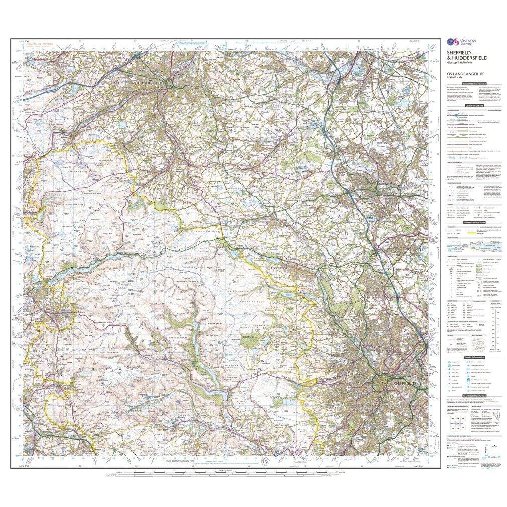 Landranger 110 Sheffield & Huddersfield, Glossop & Holmfirth Map With Digital Version - Image 3