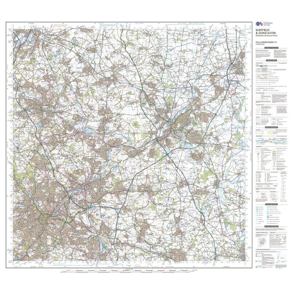 Landranger 111 Sheffield & Doncaster, Rotherham, Barnsley & Thorne Map With Digital Version - Image 3