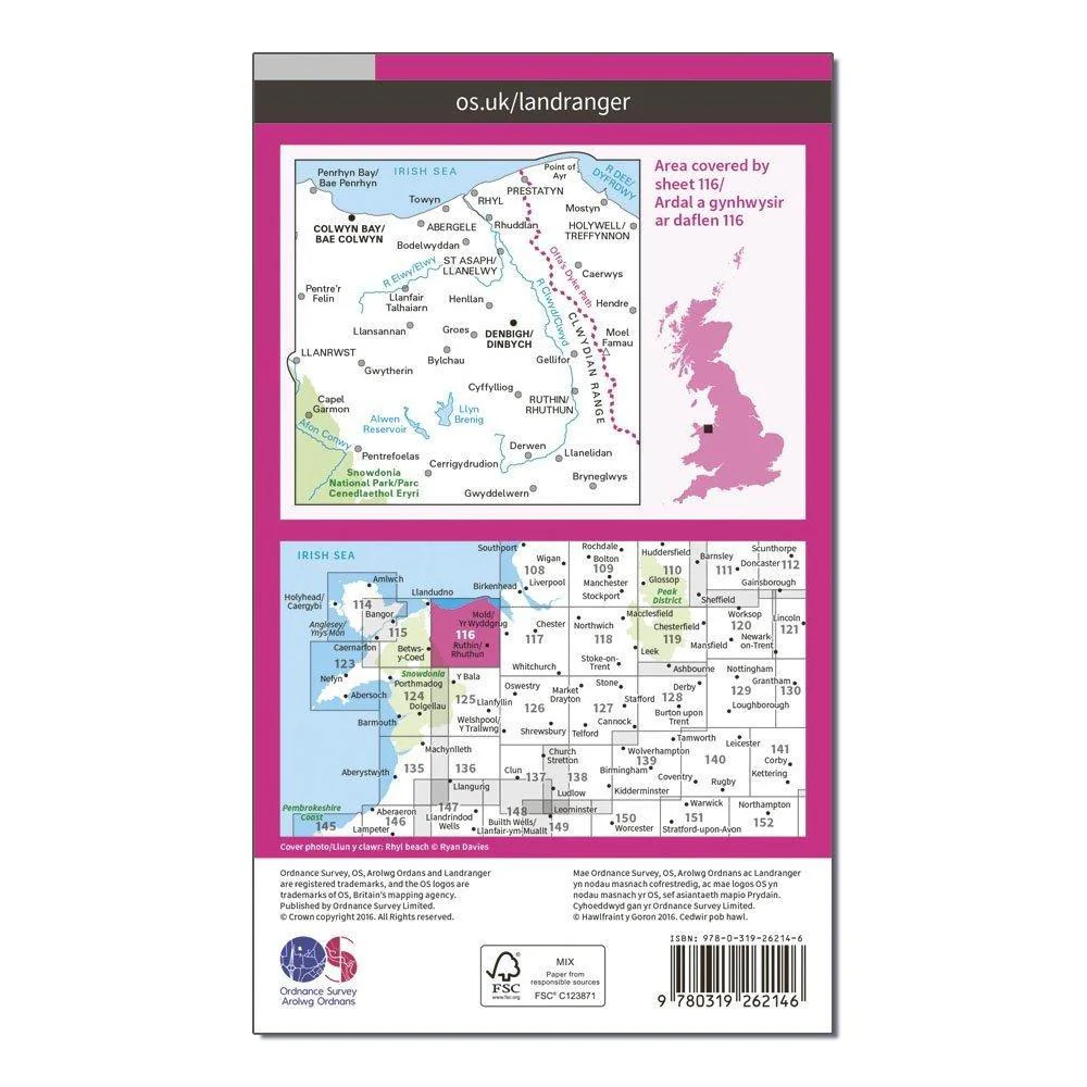Landranger 116 Denbigh & Colwyn Bay Map With Digital Version - Image 2