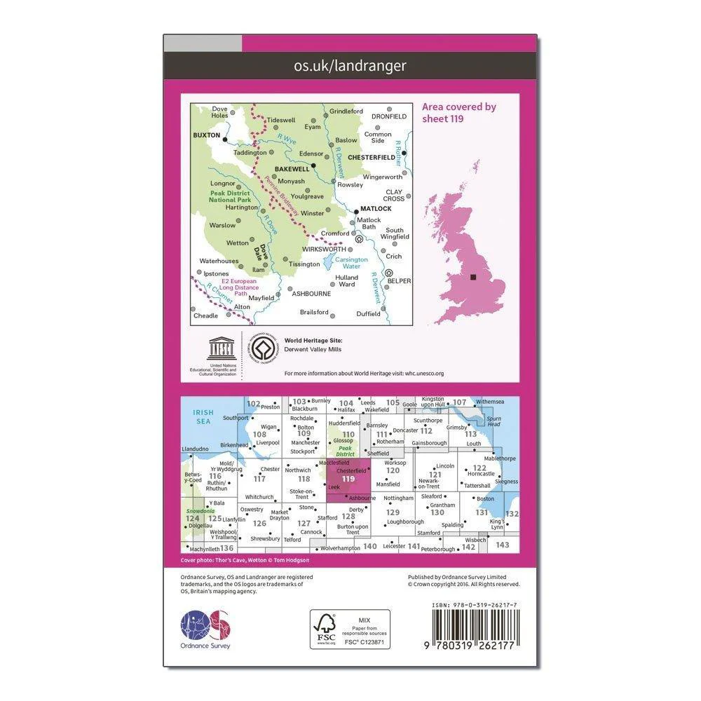 Landranger 119 Buxton, Matlock, Bakewell & Dove Dale Map With Digital Version - Image 2
