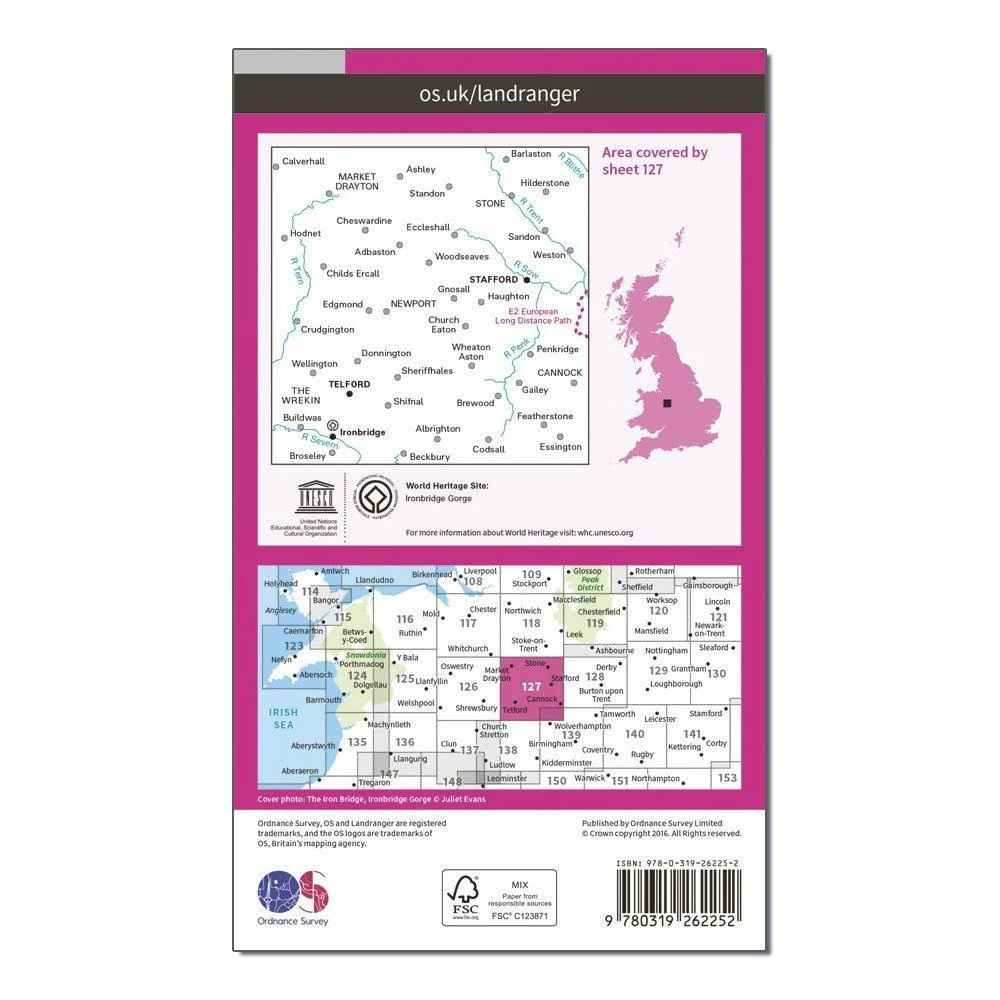 Landranger 127 Stafford & Telford, Ironbridge Map With Digital Version - Image 2