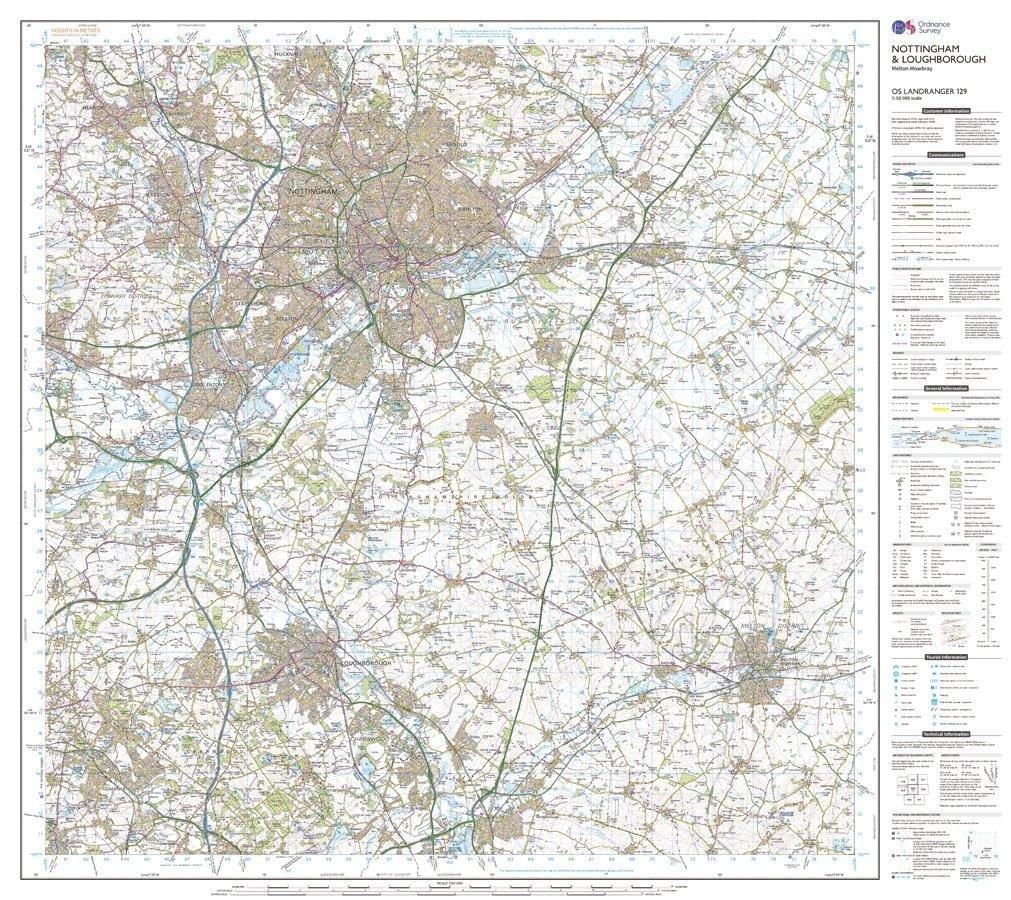Landranger 129 Nottingham & Loughborough, Melton Mowbray Map With Digital Version - Image 3