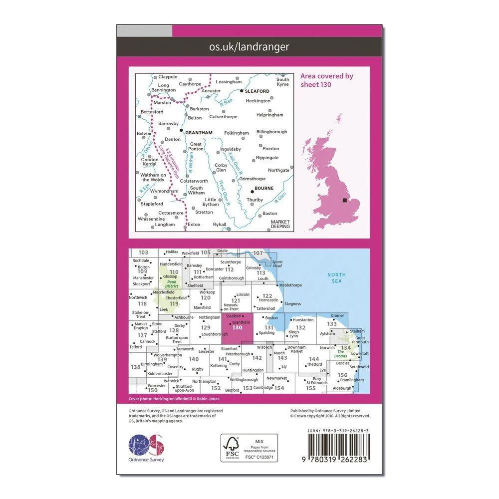 Landranger 130 Grantham, Sleaford & Bourne Map With Digital Version - Image 2