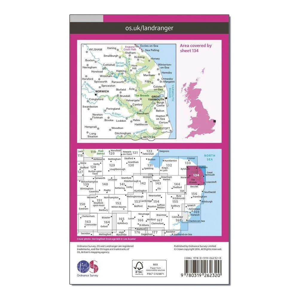 Landranger 134 Norwich & The Broads, Great Yarmouth Map With Digital Version - Image 2