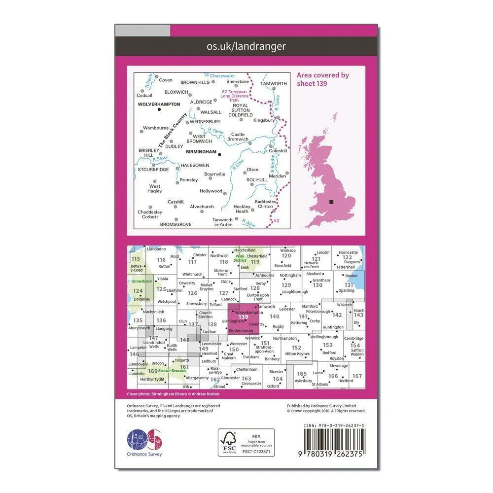 Landranger 139 Birmingham & Wolverhampton Map With Digital Version - Image 2