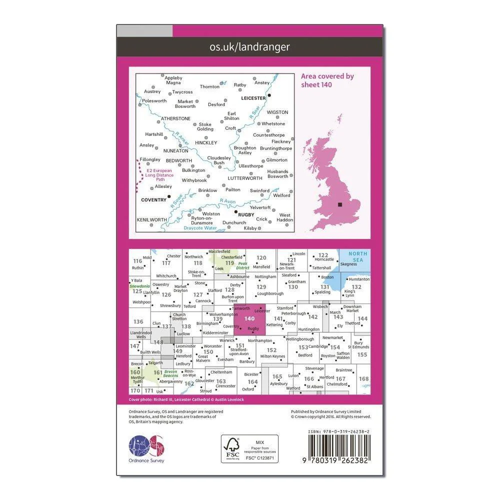 Landranger 140 Leicester Coventry  Rugby Map With Digital Version - Image 2