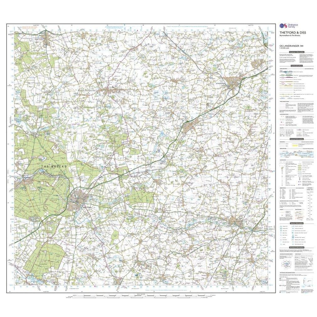 Landranger 144 Thetford & Diss, Breckland & Wymondham Map With Digital Version - Image 3
