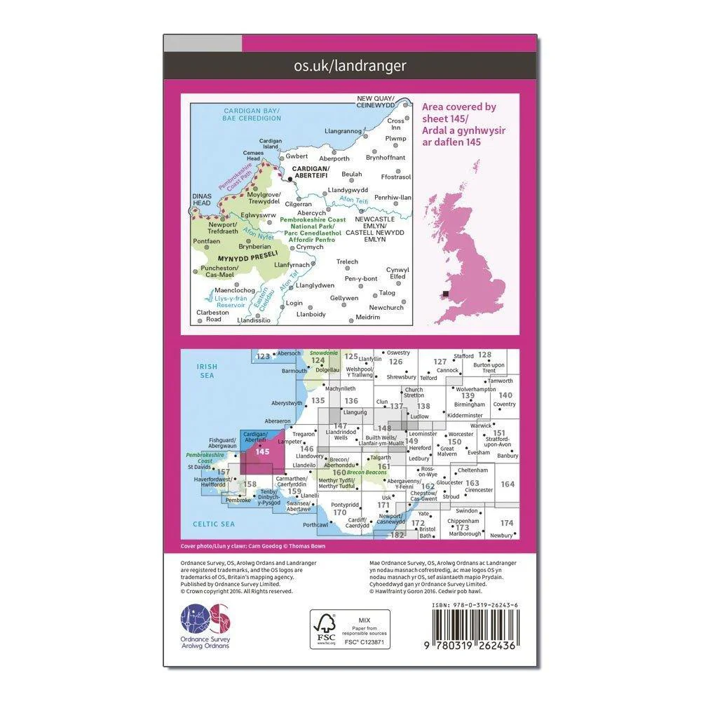 Landranger 145 Cardigan & Mynydd Preseli Map With Digital Version - Image 2