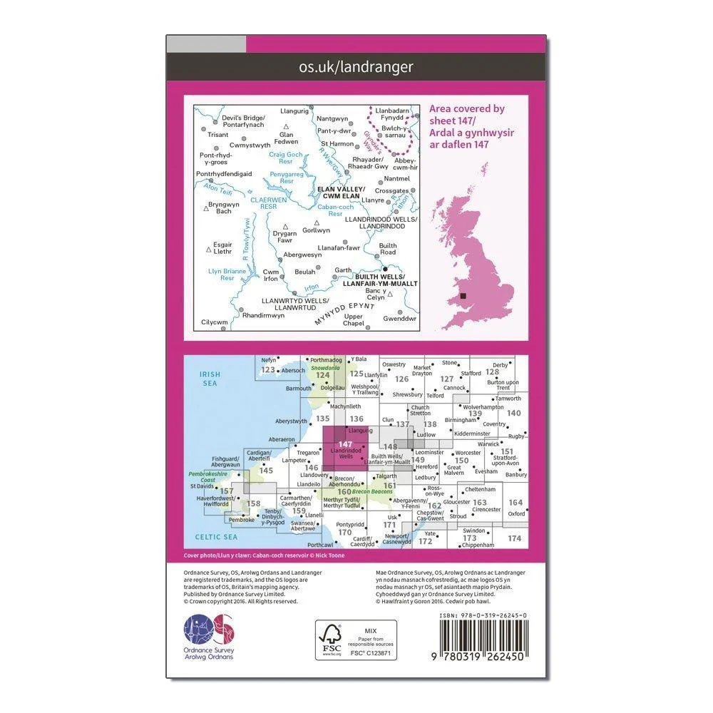 Landranger 147 Elan Valley & Builth Wells Map With Digital Version - Image 2