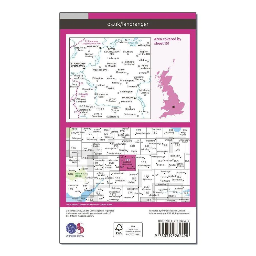 Landranger 151 Stratford-upon-Avon, Warwick & Banbury Map With Digital Version - Image 2