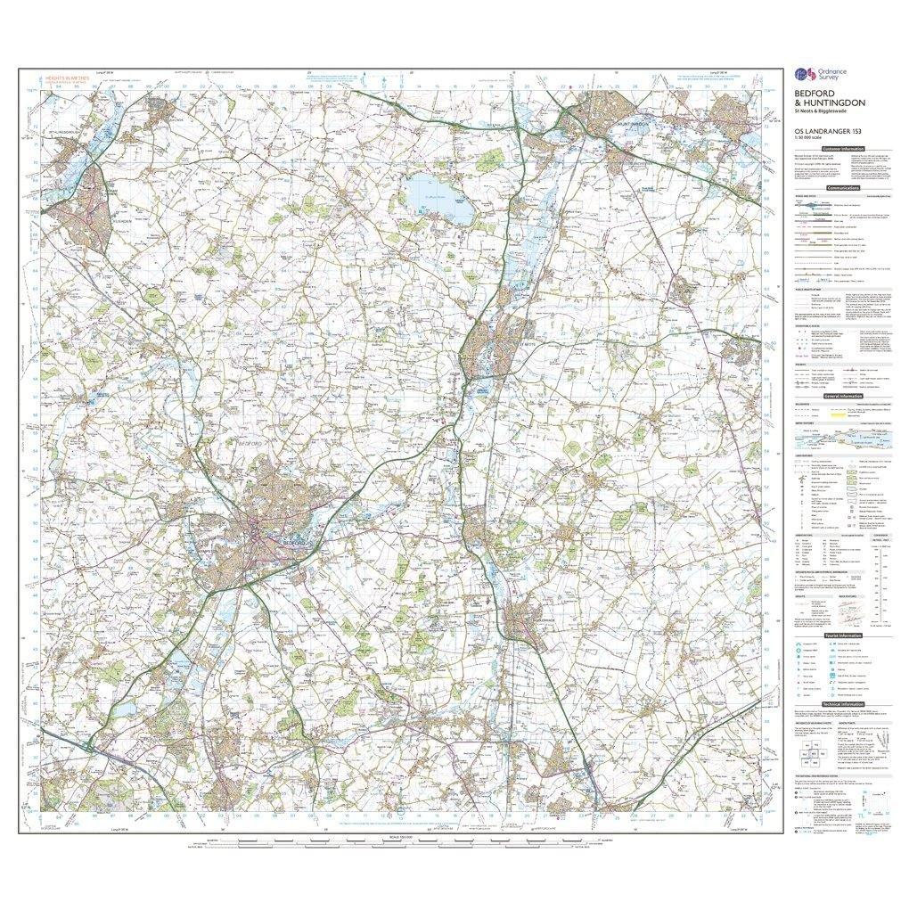 Landranger 153 Bedford, Huntingdon, St Neots & Biggleswade Map With Digital Version - Image 3