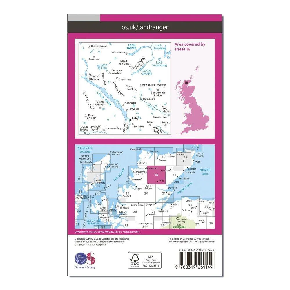 Landranger 16 Lairg & Loch Shin, Loch Naver Map With Digital Version - Image 2