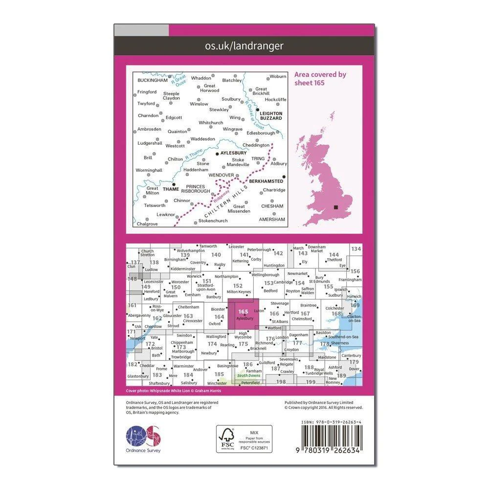 Landranger 165 Aylesbury, Leighton Buzzard, Thame & Berkhamstead Map With Digital Version - Image 2