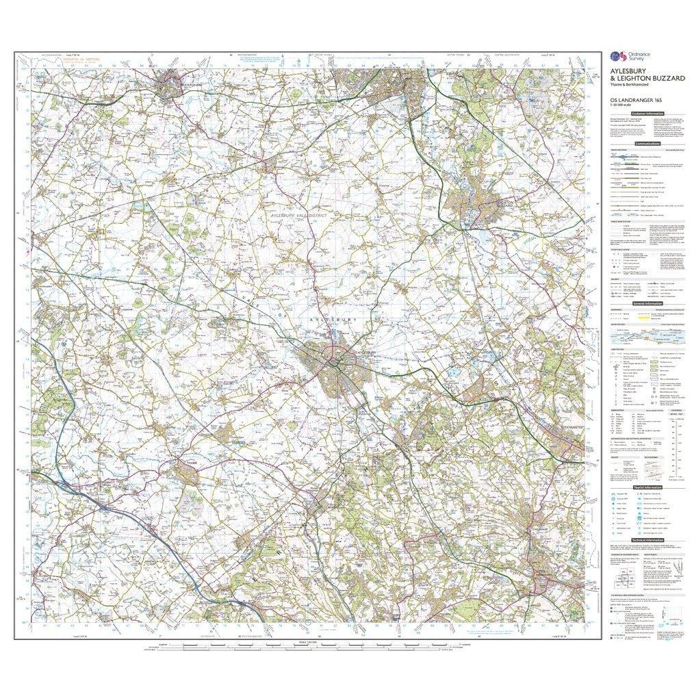 Landranger 165 Aylesbury, Leighton Buzzard, Thame & Berkhamstead Map With Digital Version - Image 3