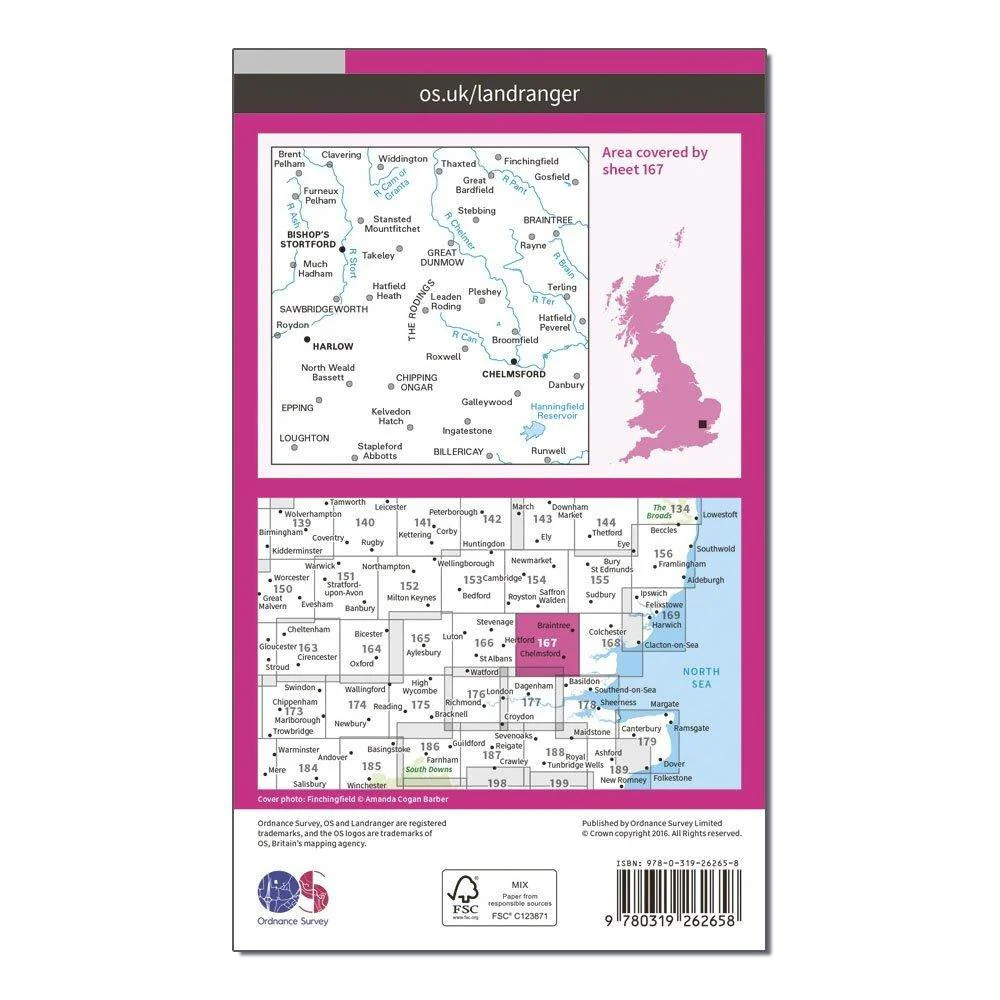 Landranger 167 Chelmsford, Harlow & Bishop's Stortford Map With Digital Version - Image 2