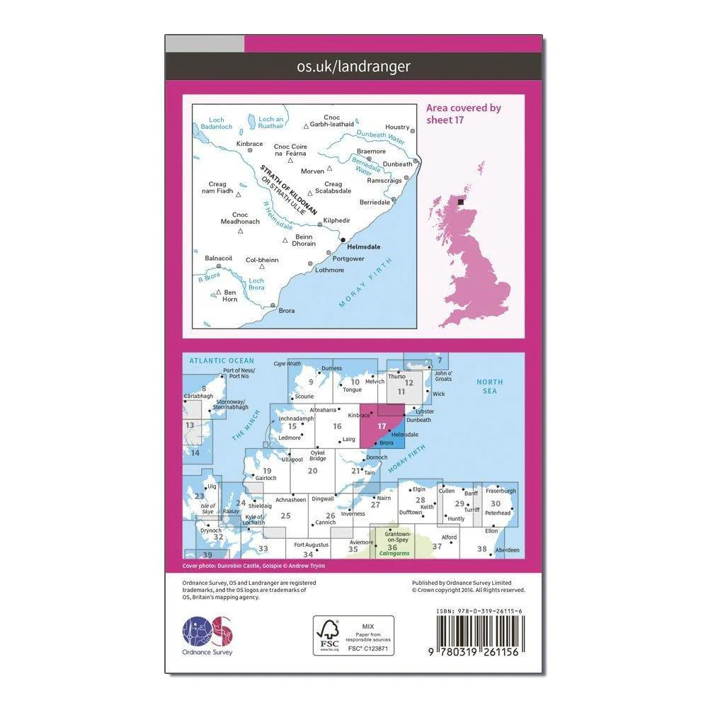 Landranger 17 Helmsdale  Strath of Kildonan Map With Digital Version - Image 2