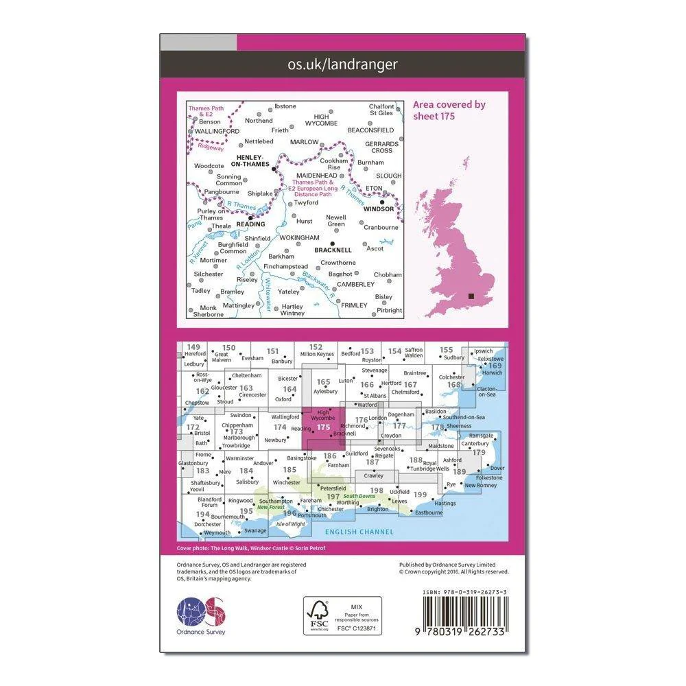 Landranger 175 Reading Windsor HenleyonThames  Bracknell Map With Digital Version - Image 2