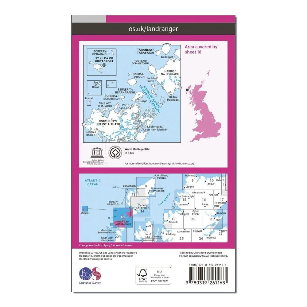 Landranger 18 Sound of Harris, North Uist, Taransay & St Kilda Map With Digital Version - Image 2