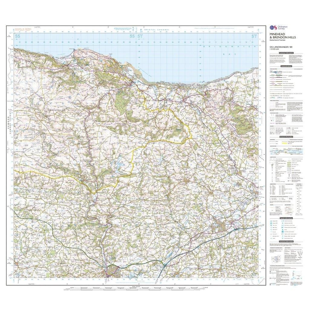 Landranger 181 Minehead & Brendon Hills, Dulverton & Tiverton Map With Digital Version - Image 3