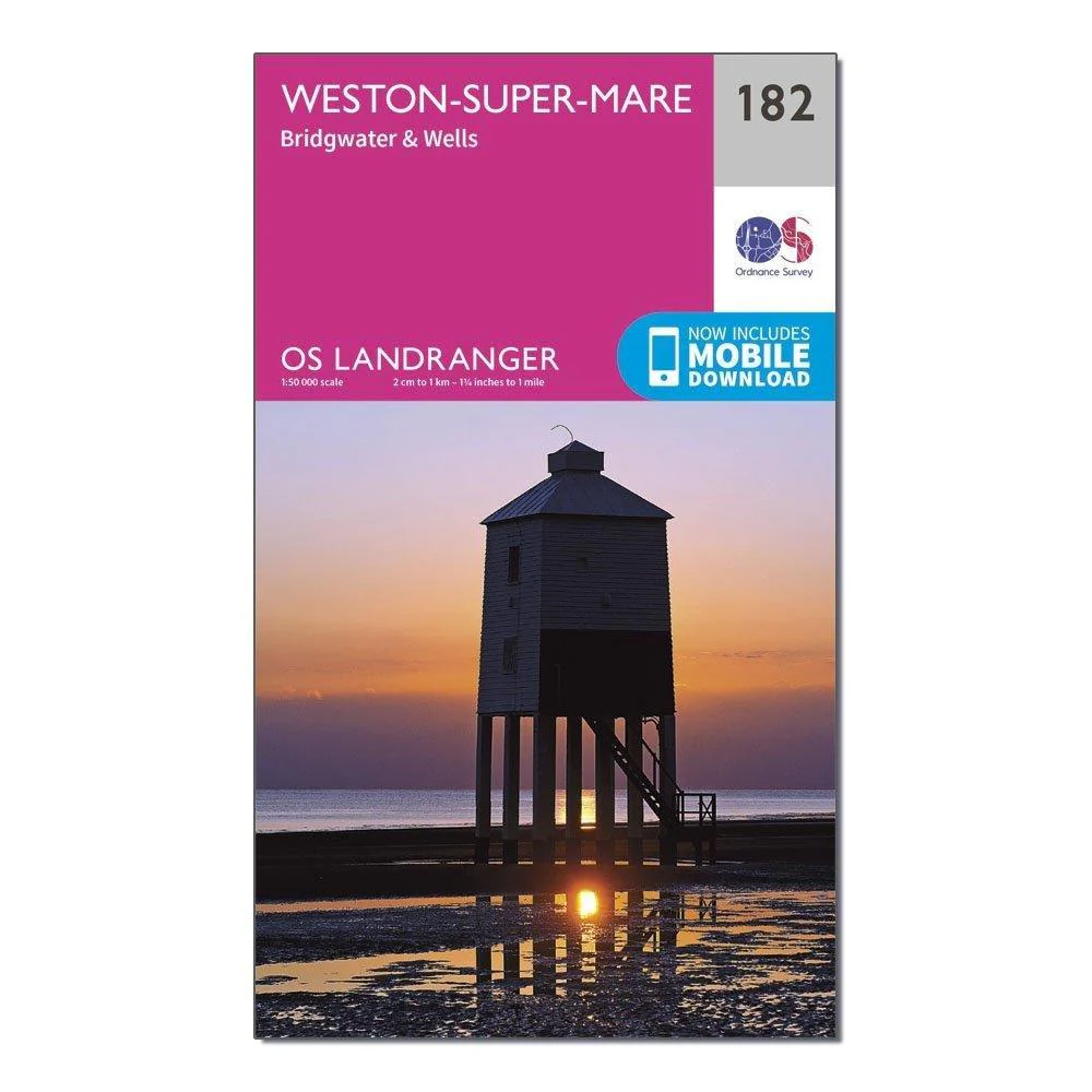 Landranger 182 WestonsuperMare Bridgwater  Wells Map With Digital Version - Image 4