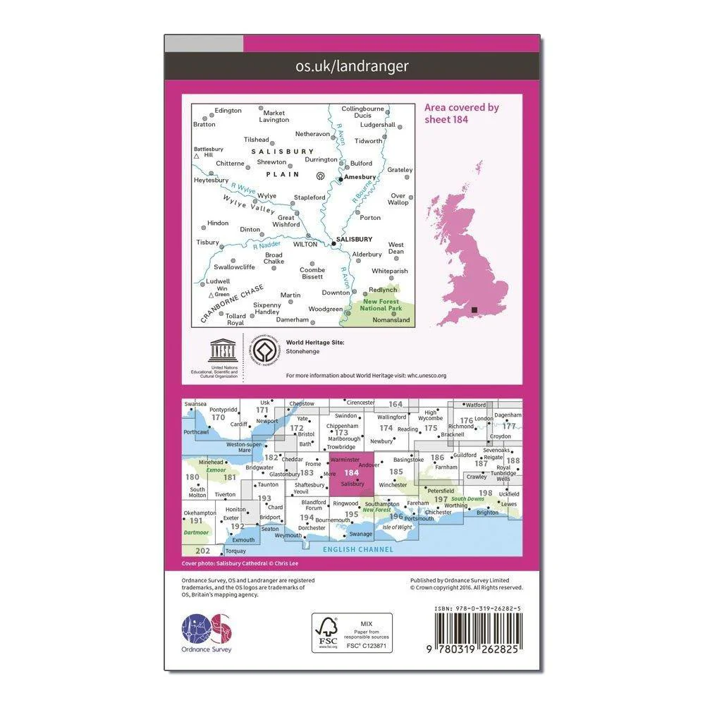 Landranger 184 Salisbury & The Plain, Amesbury Map With Digital Version - Image 2