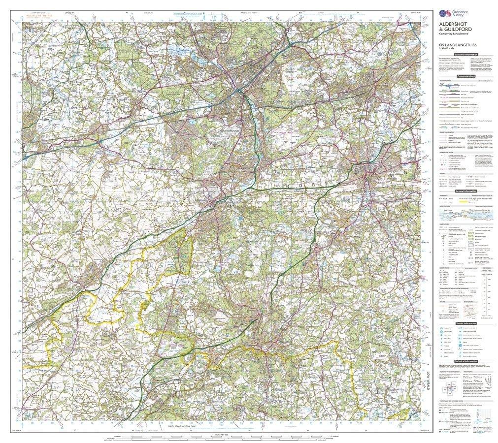 Landranger 186 Aldershot & Guildford, Camberley & Haslemere Map With Digital Version - Image 3