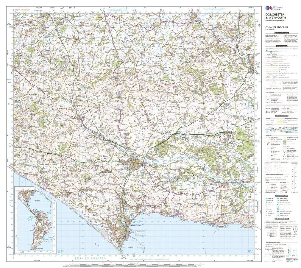 Landranger 194 Dorchester & Weymouth, Cerne Abbas & Bere Regis Map With Digital Version - Image 3