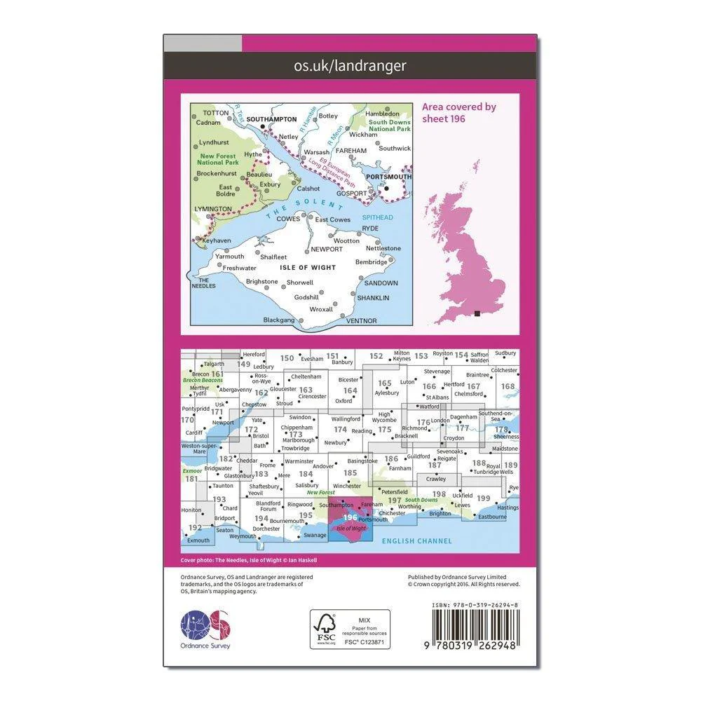 Landranger 196 The Solent & the Isle of Wight, Southampton & Portsmouth Map With Digital Version - Image 2