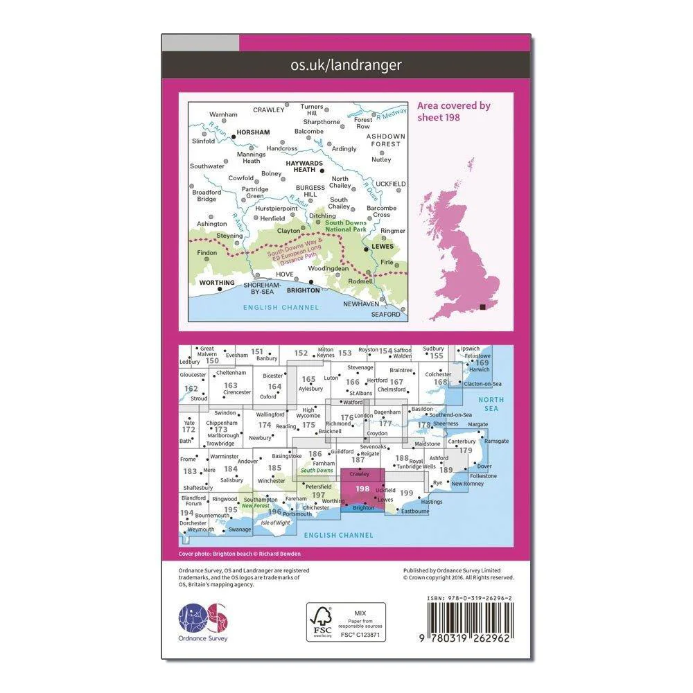 Landranger 198 Brighton  Lewes Haywards Heath Map With Digital Version - Image 2