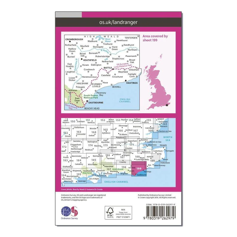 Landranger 199 Eastbourne  Hastings Battle  Heathfield Map With Digital Version - Image 2